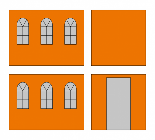 ZIJWANDENSET MET DRAAGTAS - KERKRAMEN - 3X4,5M - POLYESTER - Foto 1