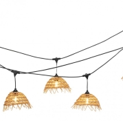 Boho lichtsnoer / 10 m / 10 LED lampen warm wit en gevlochten lampenkapjes