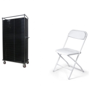 Set van 60 klapstoelen / wit en Trolley / Palermo